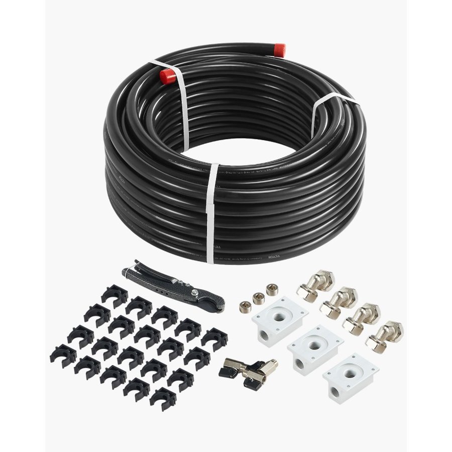 VEVOR Air Compressor Line Kit, 100FT x 3/4", HDPE-Aluminum Compressed Air Piping System, Leak-Proof, Pressure-Resistant & Easy-to-Install, Compressed Air Line Tubing Kit for Garages Workshops, Black