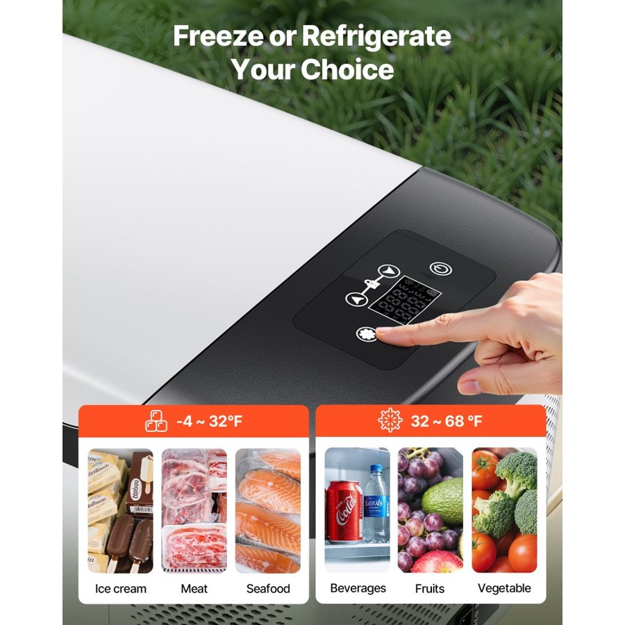 VEVOR 12V Car Mini Fridge – 15L, 60W, App & USB Control