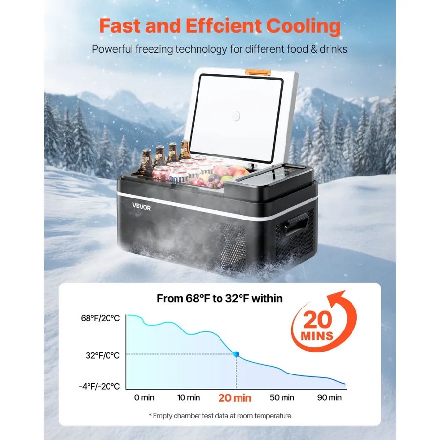 VEVOR Portable Car Freezer – 20L, 60W, -20°C Deep Freeze