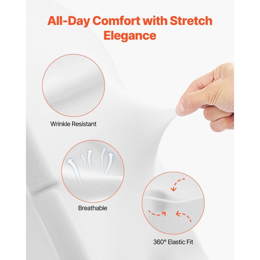 VEVOR White Dining Chair Covers – 95% Polyester + 5% Spandex