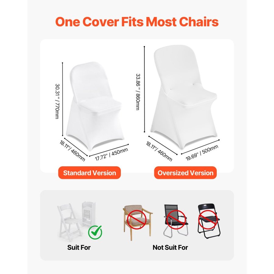 VEVOR White Dining Chair Covers – 95% Polyester + 5% Spandex