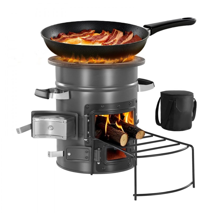 VEVOR Camping Rocket Stove – SPCC Steel, 16.12 lbs