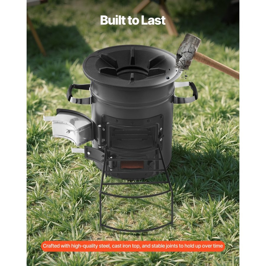 VEVOR Camping Rocket Stove – SPCC Steel, 16.12 lbs