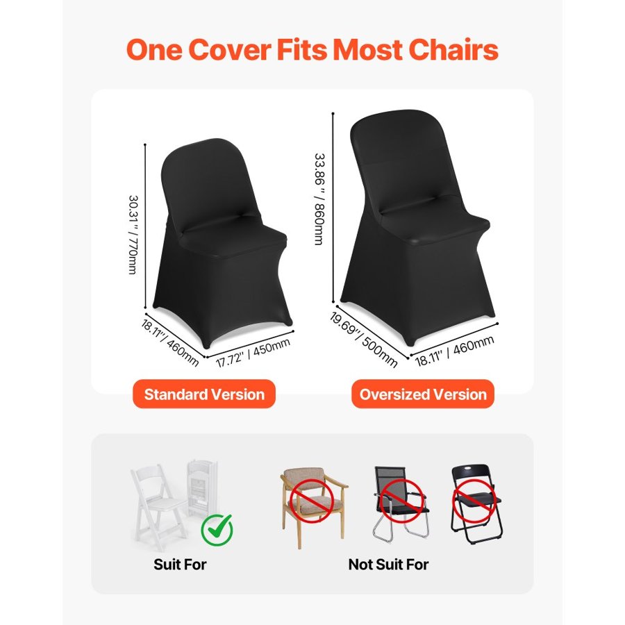 VEVOR Chair Cover Polyester Spandex – 30 Black, 5% Spandex