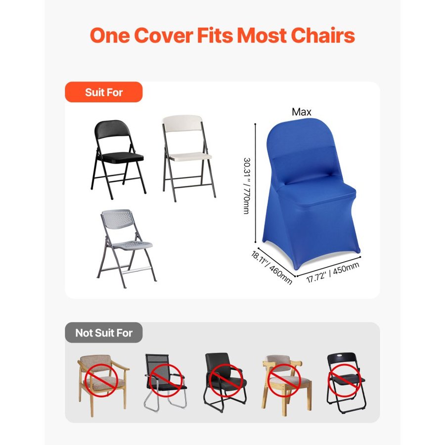 VEVOR Royal Blue Spandex Chair Covers – 17.72"×18.11"×30.31"