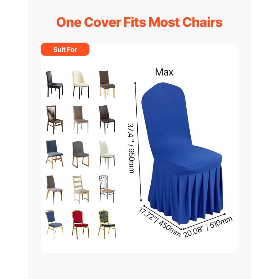 VEVOR Blue Spandex Chair Covers – 30 Pcs, 95% Polyester