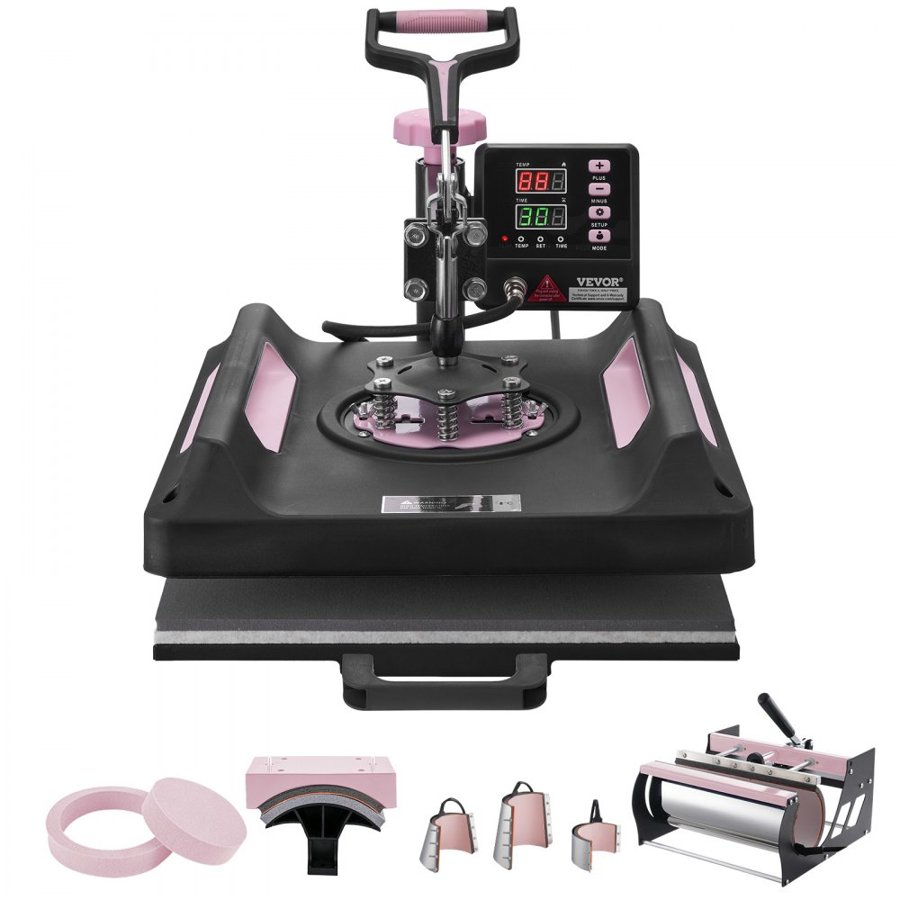 VEVOR 8 in 1 Heat Press Machine 38x38 cm 850.5 g Tumbler Press T-Shirts Black