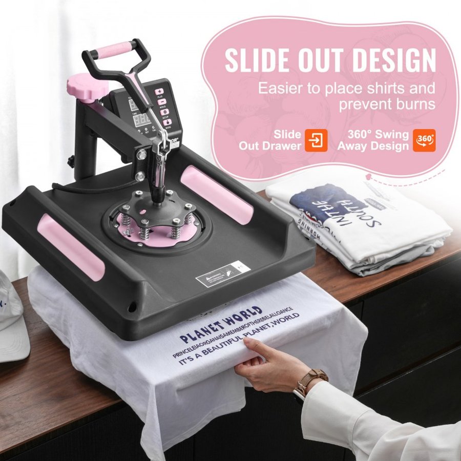 VEVOR 8 in 1 Heat Press Machine 38x38 cm 850.5 g Tumbler Press T-Shirts Black