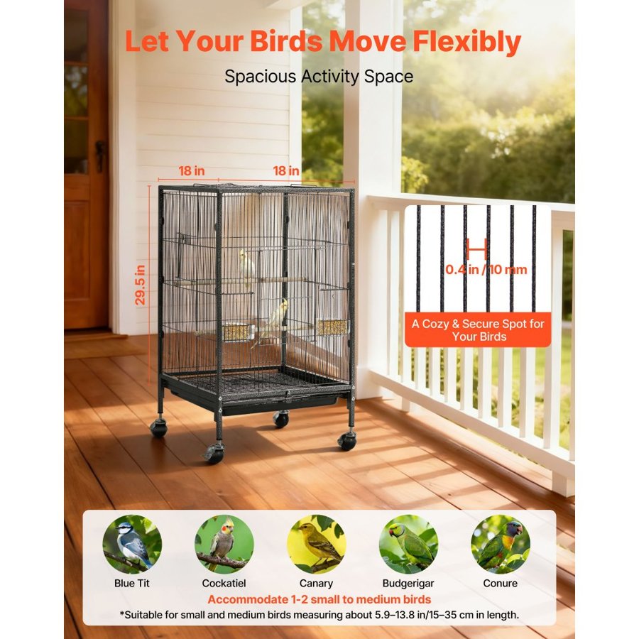 VEVOR Bird Cage for Small Birds – 18" x 18" x 30", 0.4-Inch