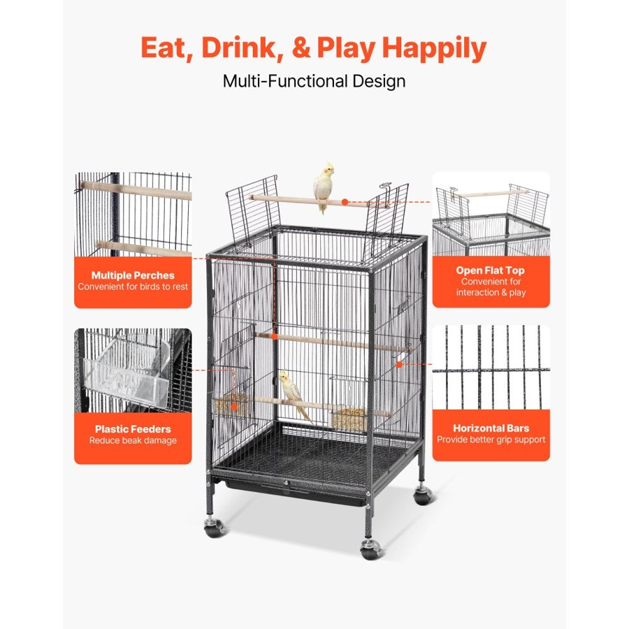 VEVOR Bird Cage for Small Birds – 18" x 18" x 30", 0.4-Inch