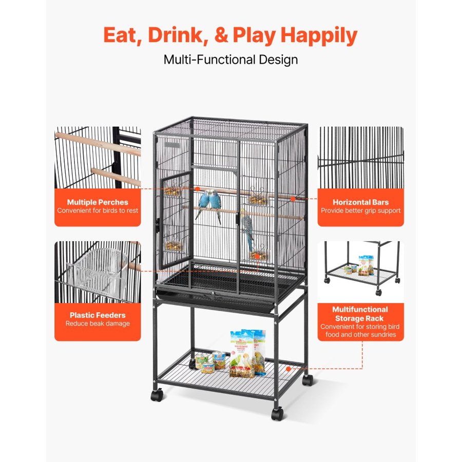 VEVOR Cage For Cockatiel – 24.6 X 16.7 X 53.9 Inch, 360°