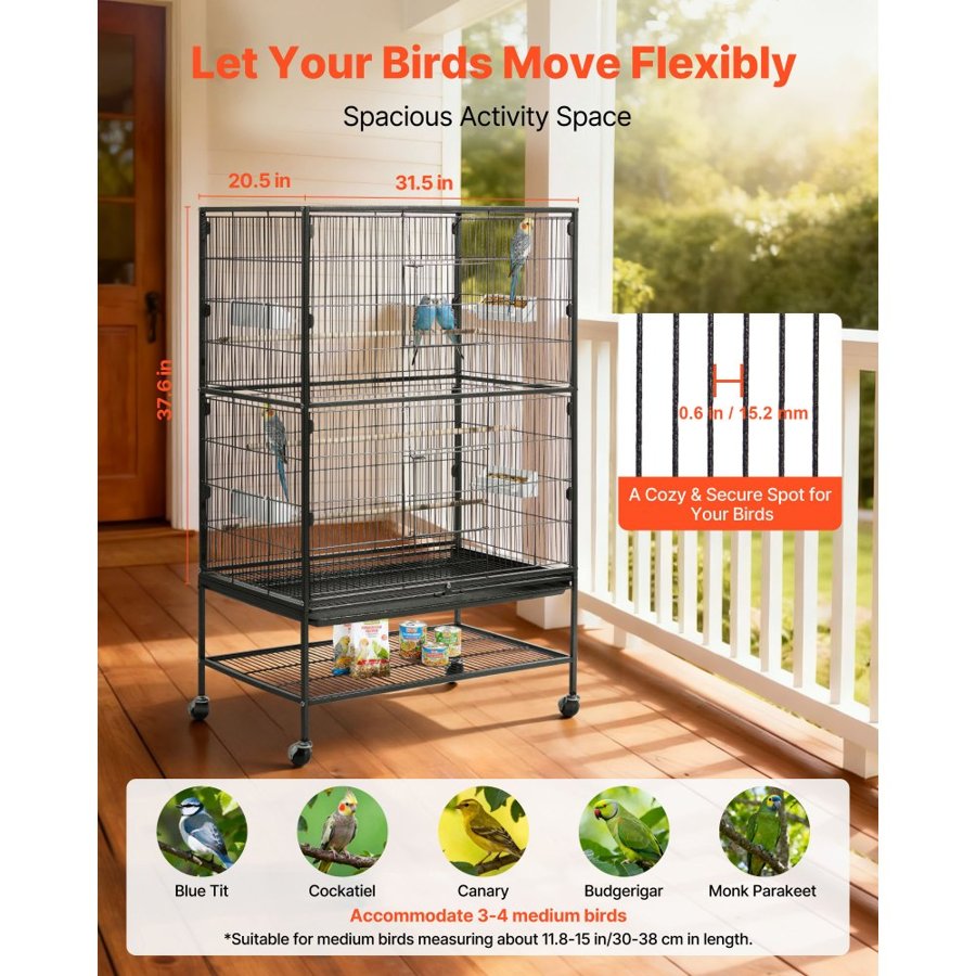 VEVOR Bird Flight Cage - 31.5 x 20.5 x 52 inch, Flat Top