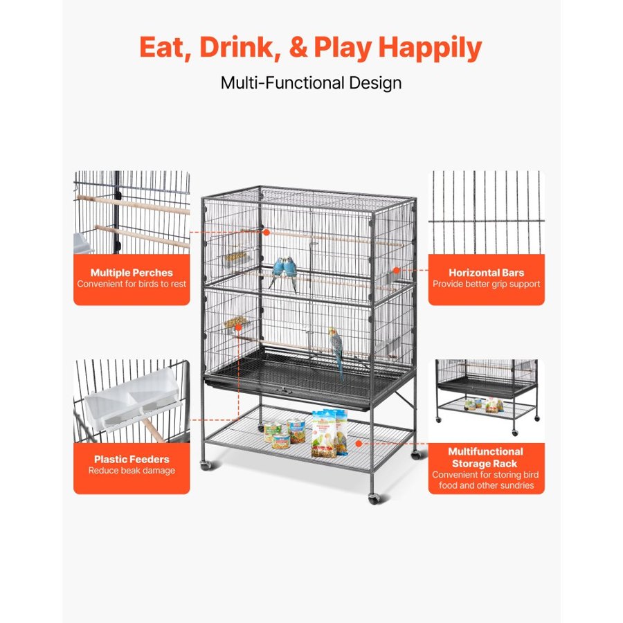 VEVOR Flight Bird Cage – 36.6 x 22.8 x 59.5 Inch, Flat Top