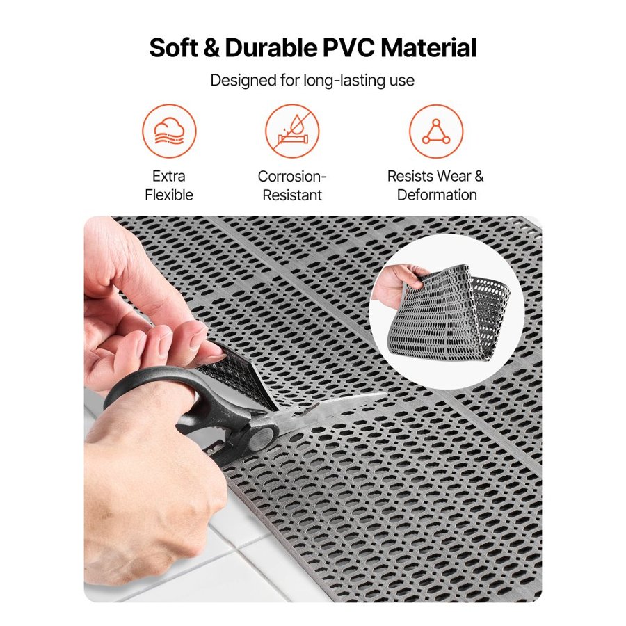 VEVOR Drainage Floor Mat – 3×50 ft, PVC Hollow Roll, Black