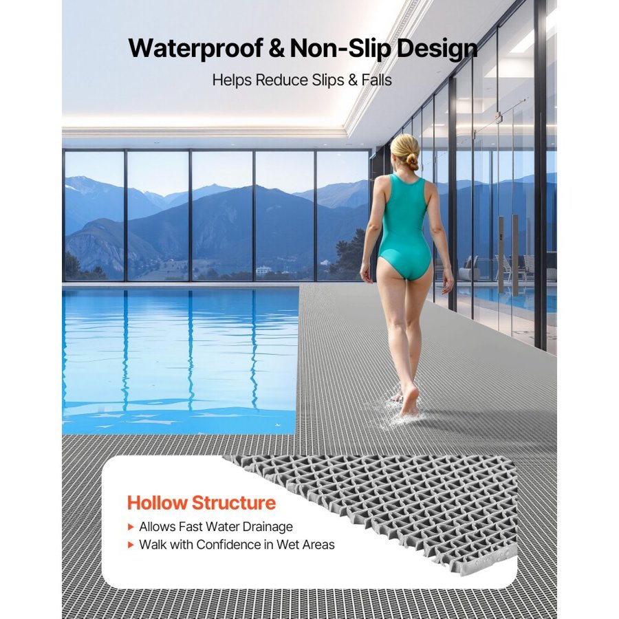 VEVOR Floor Drainage Mat – 90×300 cm PVC Non-Slip Roll