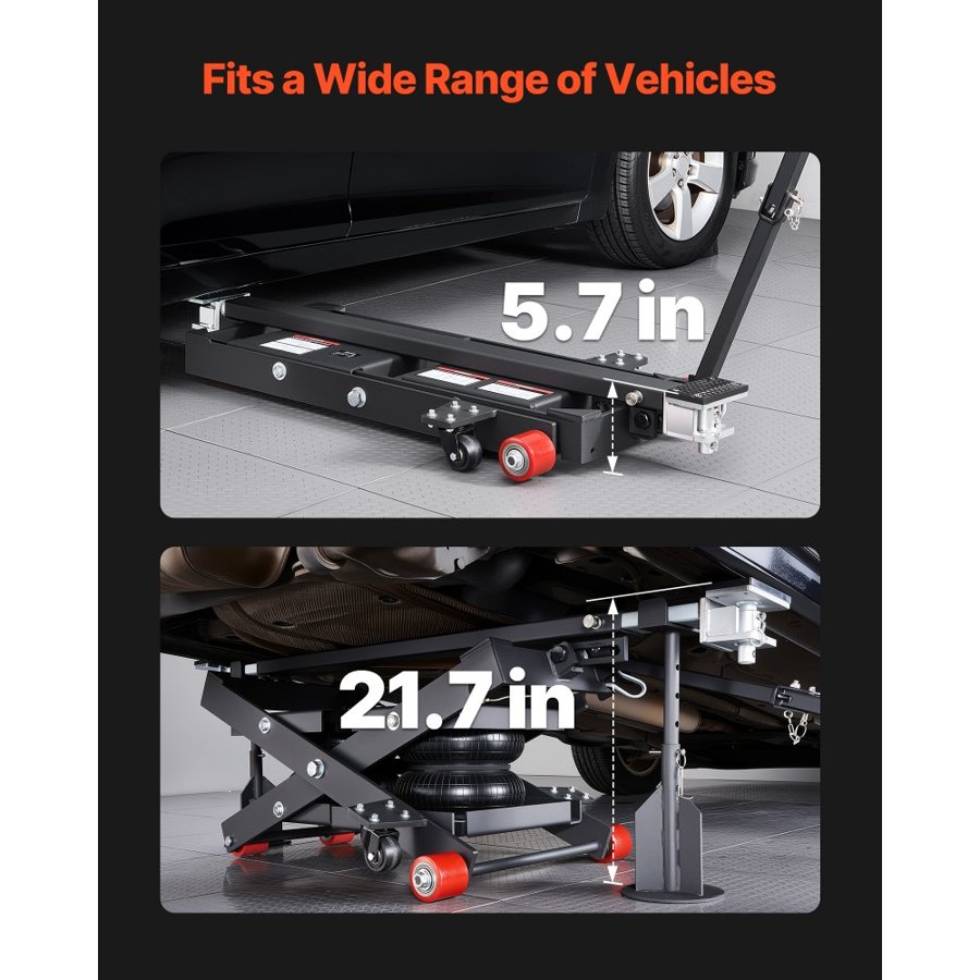 VEVOR Rolling Air Jack – 3 Ton, 6613 LBS, 21.7" Max Height