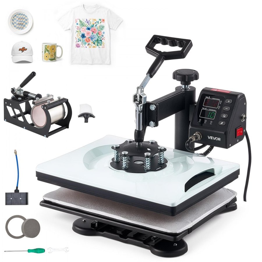 VEVOR 5 in 1 Heat Press Machine – 12x15 in, 1000W Combo