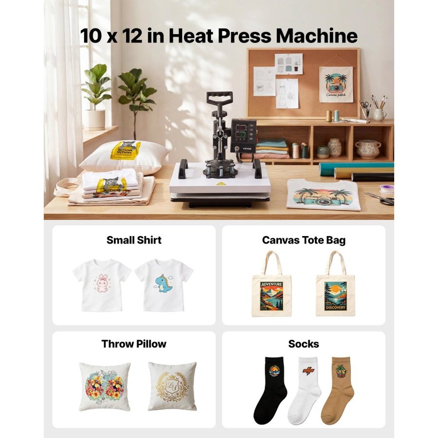 VEVOR Sublimation Heat Press Machine – 12x10in Swing Away