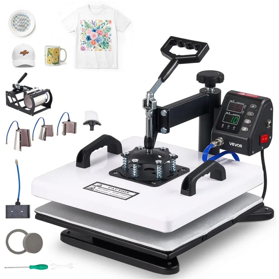 VEVOR 8 in 1 Heat Press Machine – 38x38cm, 1250W Combo