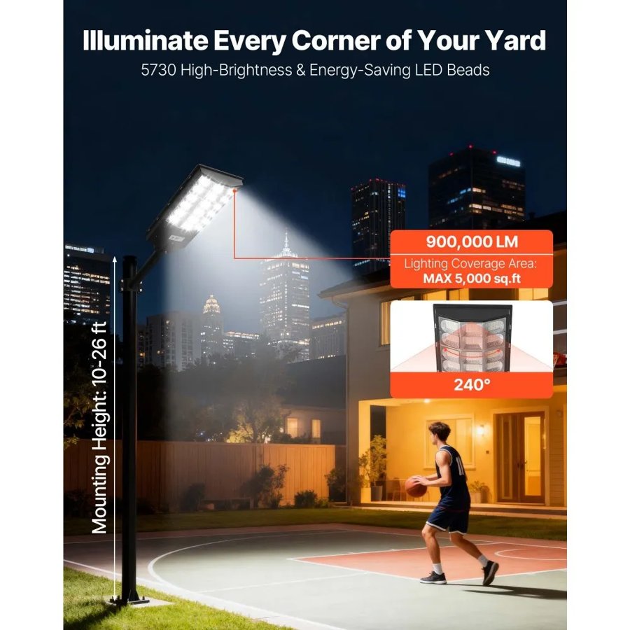 VEVOR 12000W Solar Powered LED Street Light - 900000LM