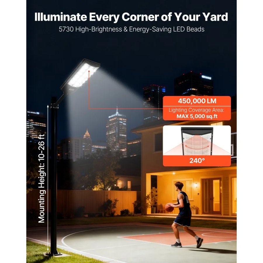 VEVOR 8000W Solar Street Light – 450000LM, IP65