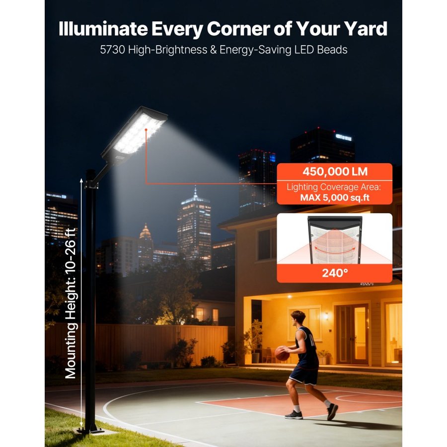 VEVOR Solar Powered Street Lights with Motion Sensor - 8000W