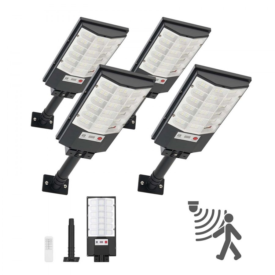 VEVOR 500W Solar Street Lights – 4 Pack, 50000LM