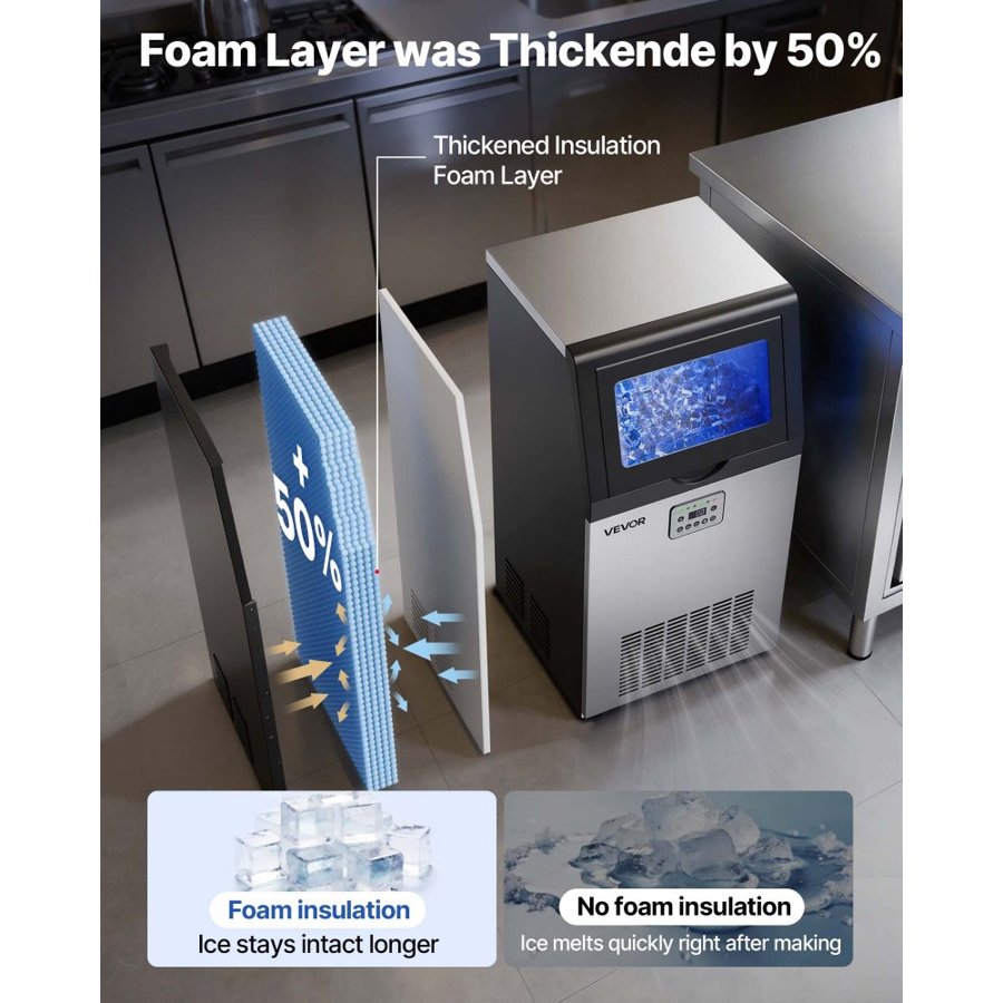 VEVOR 45kg/24h Commercial Ice Maker Machine – 14kg Storage
