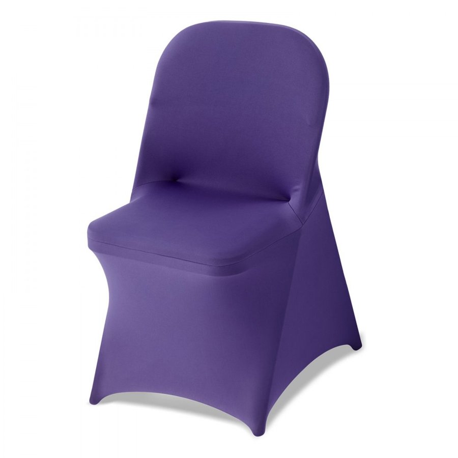 VEVOR 50 Pcs Purple Chair Covers, Polyester Spandex Chair Cover, Stretch Slipcovers for Wedding Party Dining Banquet Flat-Front Chair Covers, Fits Chair Measures up to 17.72 x 18.11 x 30.31 inch