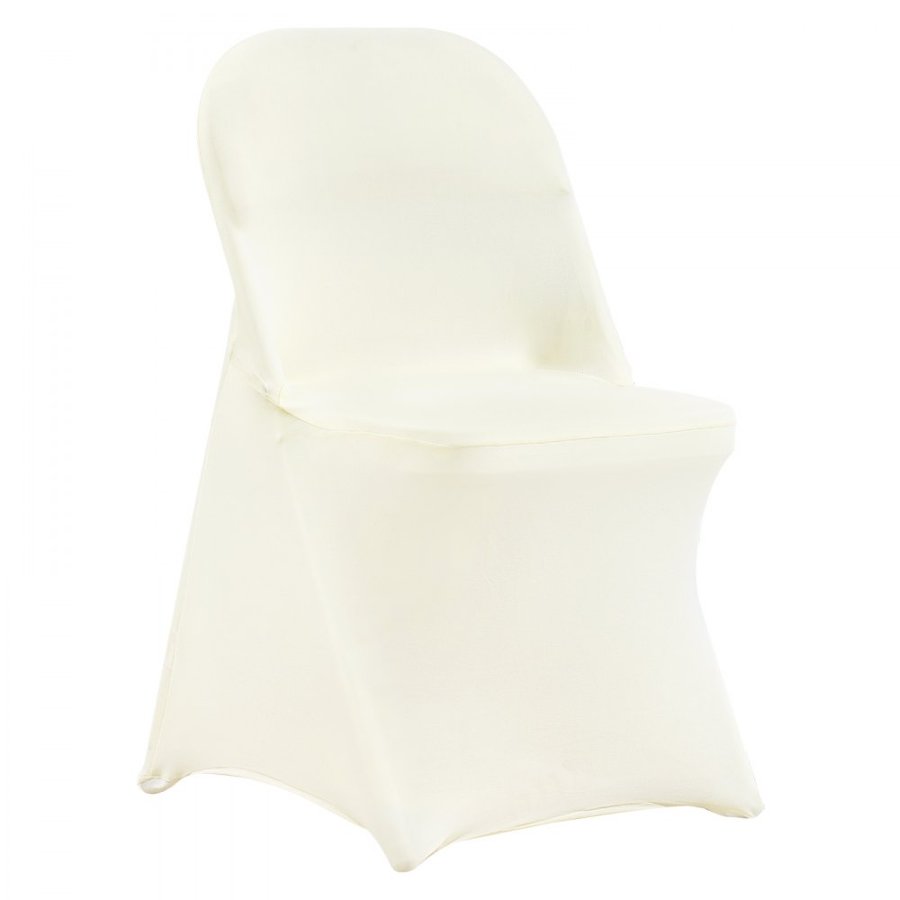 VEVOR Stretch Spandex Folding Chair Covers, Universal Fitted Chair Cover, Removable Washable Protective Slipcovers, for Wedding, Holiday, Banquet, Party, Celebration, Dining (50PCS Ivory White)