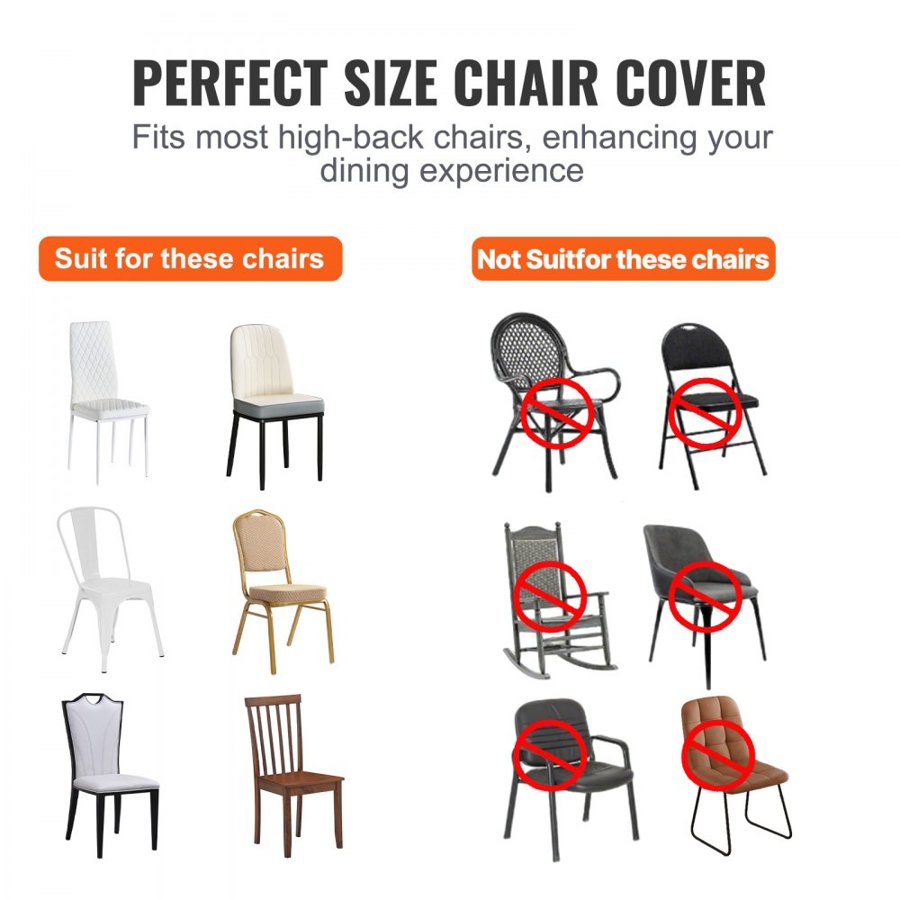 VEVOR Stretch Spandex Folding Chair Covers, Universal Fitted Chair Cover, Removable Washable Protective Slipcovers, for Wedding, Holiday, Banquet, Party, Celebration, Dining (200PCS White)