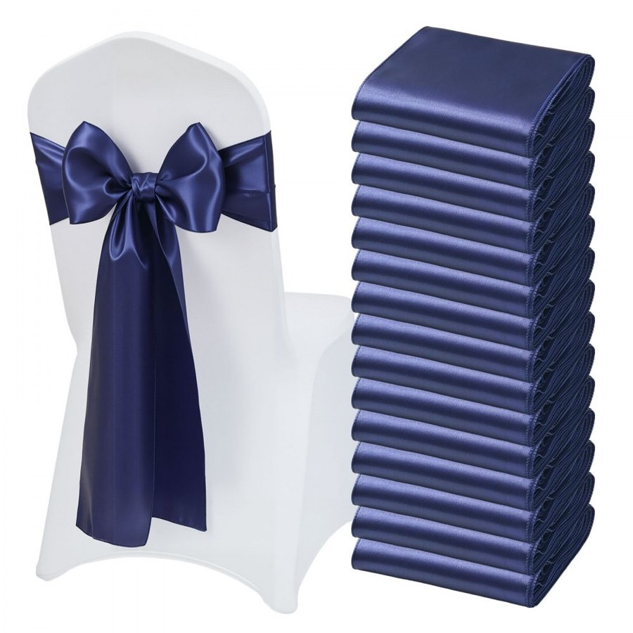 VEVOR Satin Chair Sashes – 7×108" Ribbon, 50 Pcs, Navy Blue