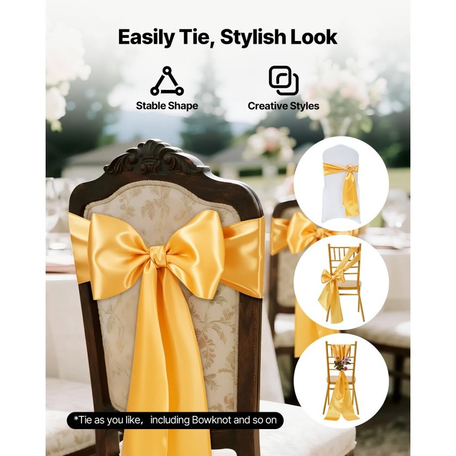 VEVOR Satin Sashes for Wedding Chairs – 100PCS, 7×108 Inches