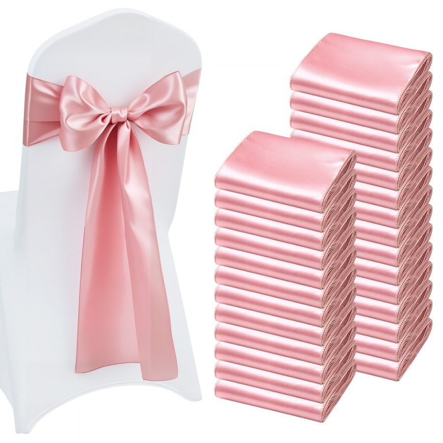 VEVOR Rose Gold Chair Sash – 7 x 108 in, 100 pcs, Satin
