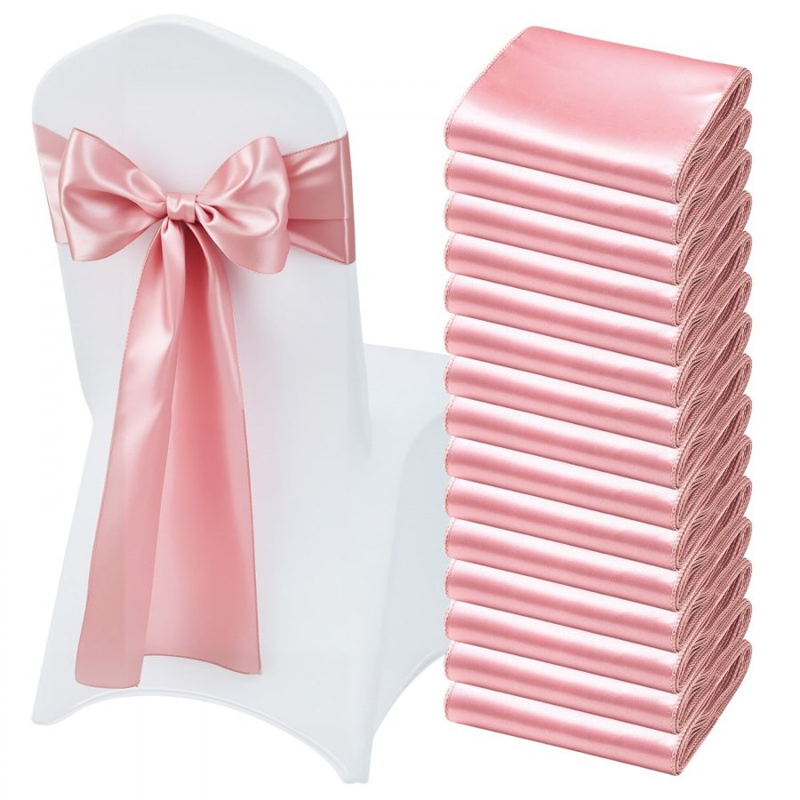 VEVOR Rose Gold Satin Chair Sashes – 275x17 cm, 50 Pack