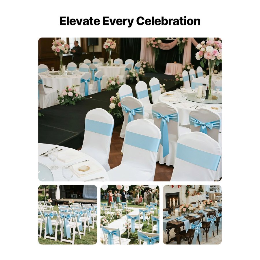 VEVOR Wedding Seat Bows - 275x17 cm Size, 100 Pack