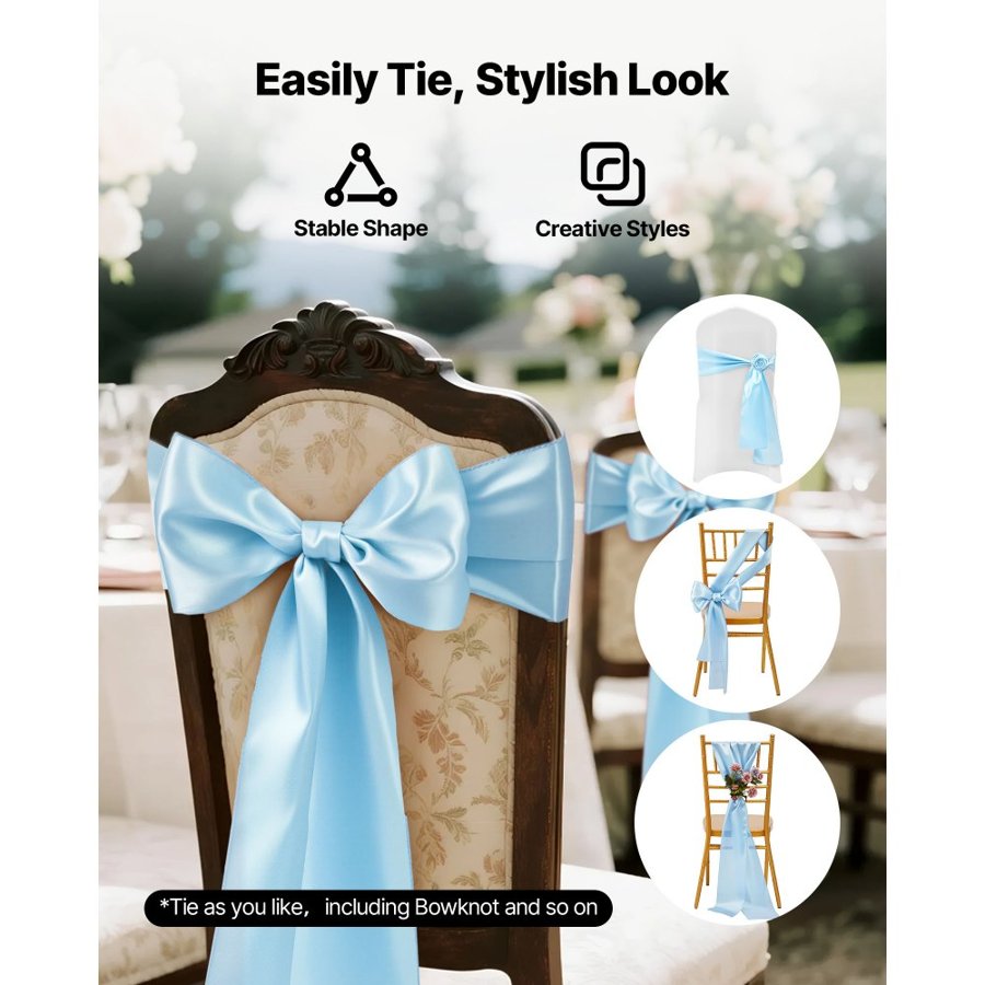 VEVOR Wedding Seat Bows - 275x17 cm Size, 100 Pack