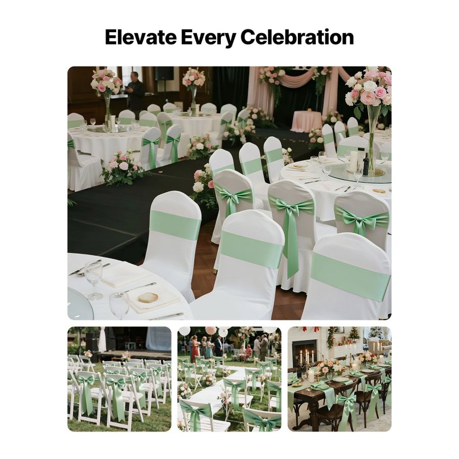 VEVOR Green Chair Sashes – 100 PCS, 7 x 108 Inch, 275 x 17cm