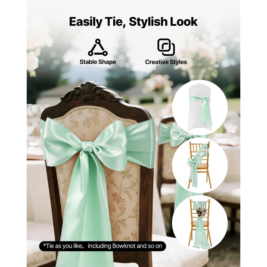 VEVOR Green Chair Sashes – 100 PCS, 7 x 108 Inch, 275 x 17cm