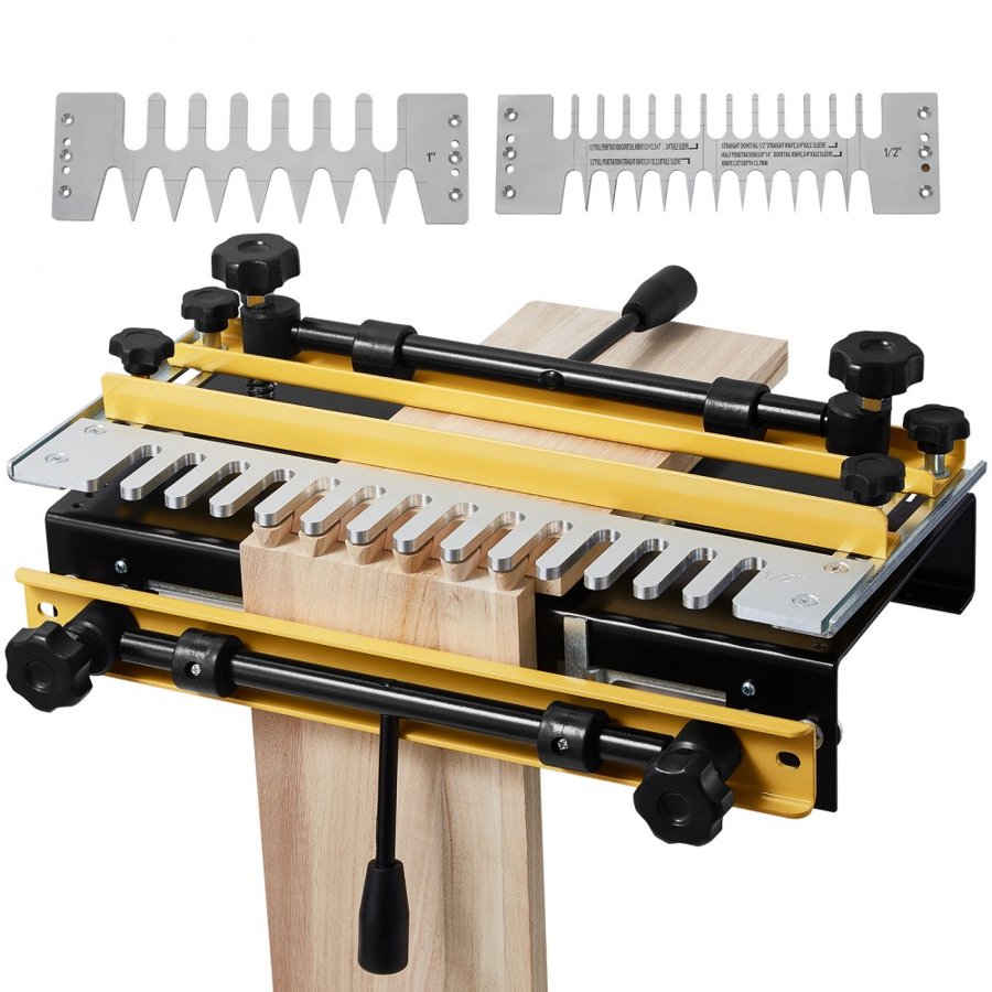 VEVOR Dovetail Jig, 12 in Width, Dove Tailing Router Jigs with 4 Router Bits & 5 Templates, Precise Alignment Dove Tail Jig, Mortise and Tenon Woodworking Tools for Furniture & Wood Cabinet Making