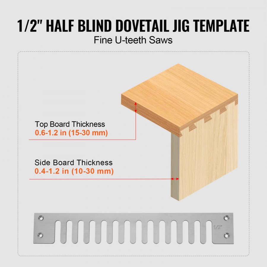 VEVOR Dovetail Jig, 12 in Width, Dove Tailing Router Jigs with 4 Router Bits & 5 Templates, Precise Alignment Dove Tail Jig, Mortise and Tenon Woodworking Tools for Furniture & Wood Cabinet Making
