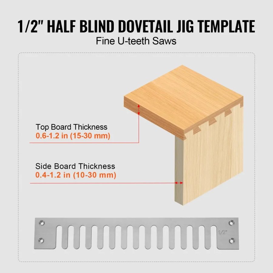 VEVOR Dovetail Jig, 12 in Width, Dove Tailing Router Jigs with Router Bit & 1/2” Template, Precise Alignment Dove Tail Jig, Mortise and Tenon Jig Woodworking Tools for Furniture & Wood Cabinet Making