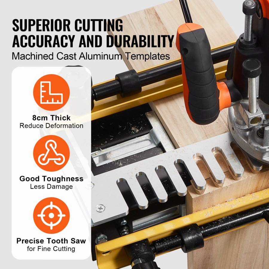 VEVOR Dovetail Jig, 12 in Width, Dove Tailing Router Jigs with Router Bit & 1/2” Template, Precise Alignment Dove Tail Jig, Mortise and Tenon Jig Woodworking Tools for Furniture & Wood Cabinet Making