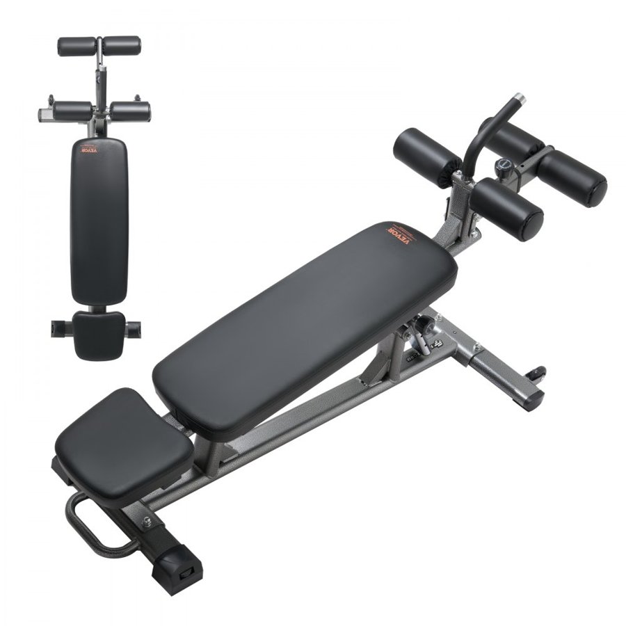 VEVOR Ab Sit Up Bench – 4 Height, 3 Foot Hook, 1000 Lbs