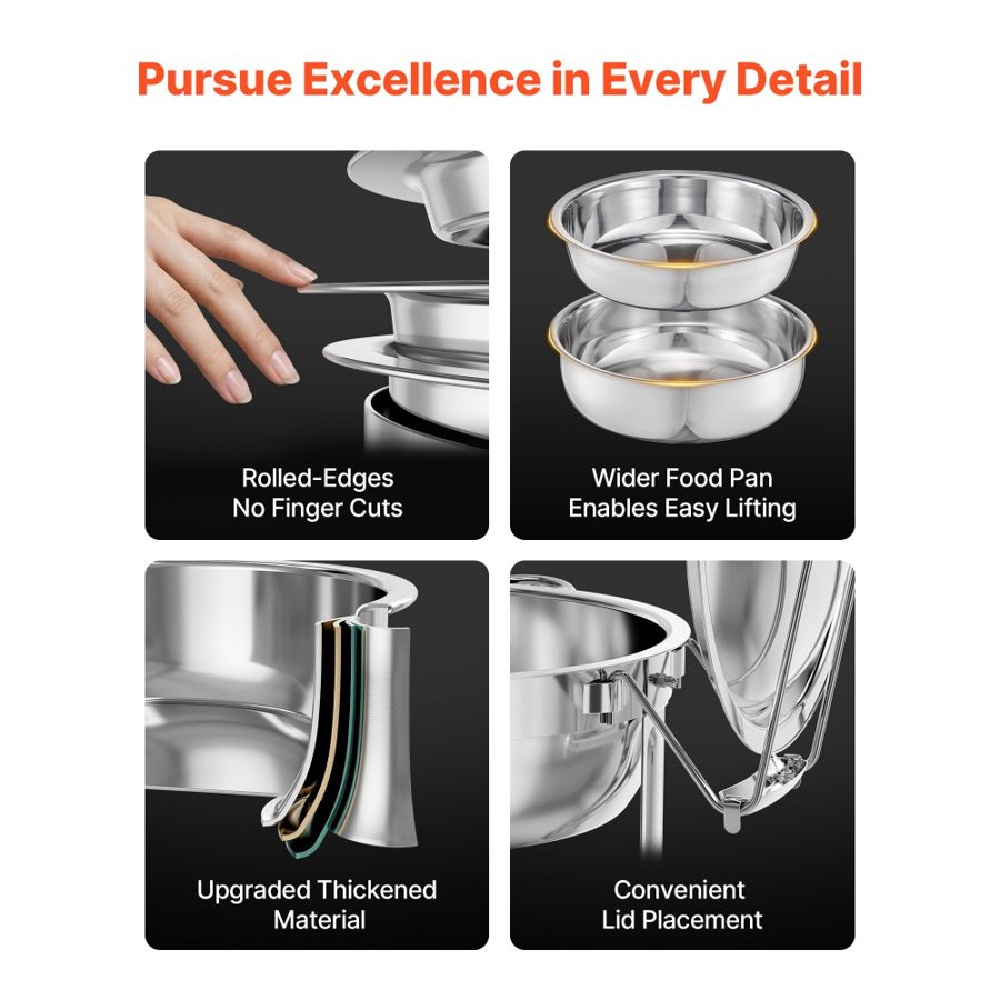 VEVOR Buffet Chafing Dish Set – 5 Qt Capacity, 4 Packs