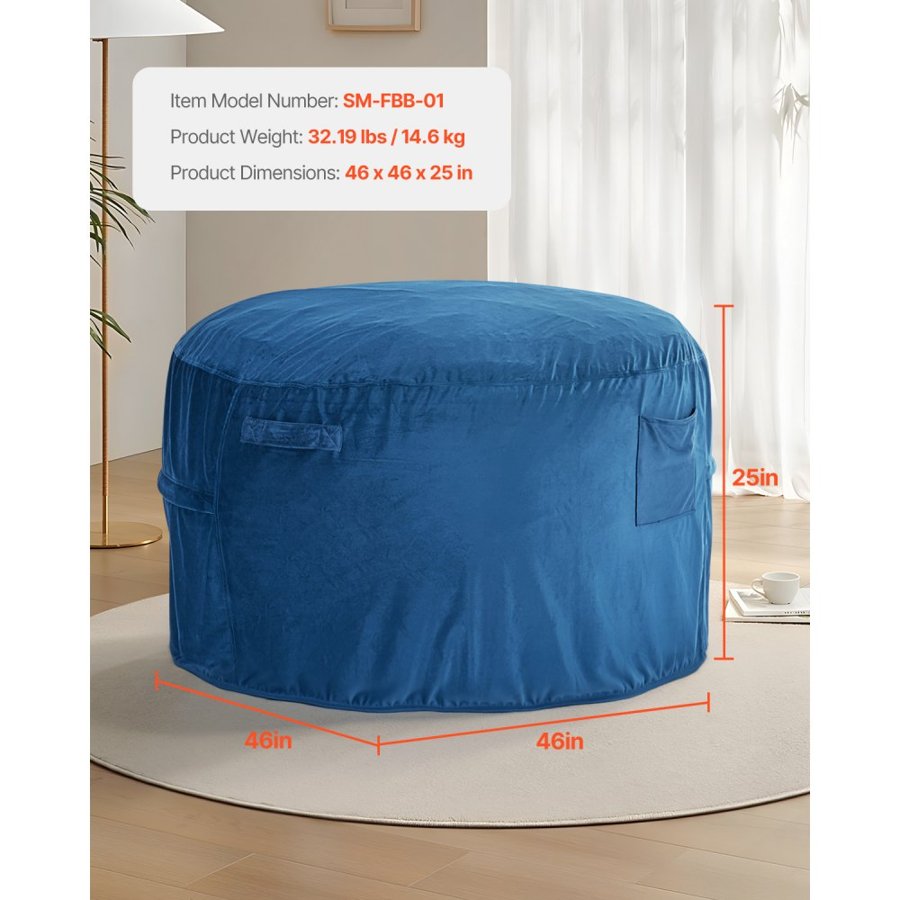VEVOR Round Bean Bag Chair – 46x46x25", 32.19 lbs, Washable