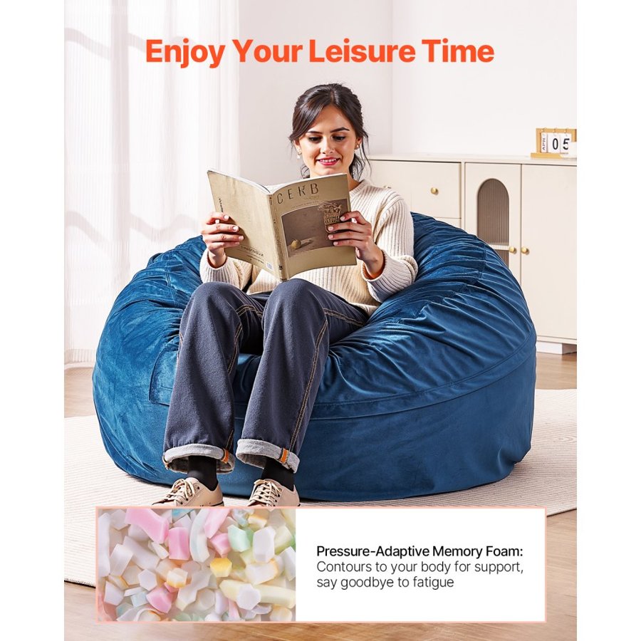 VEVOR Round Bean Bag Chair – 46x46x25", 32.19 lbs, Washable