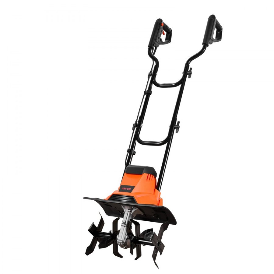 VEVOR Corded Electric Tiller, 36cm Tilling Width Garden Rototiller, 1200W Motor Heavy-Duty Tilling Machine, Cultivator with Steel Tines and Foldable Handle, for Lawn, Yard, and Gardening Care