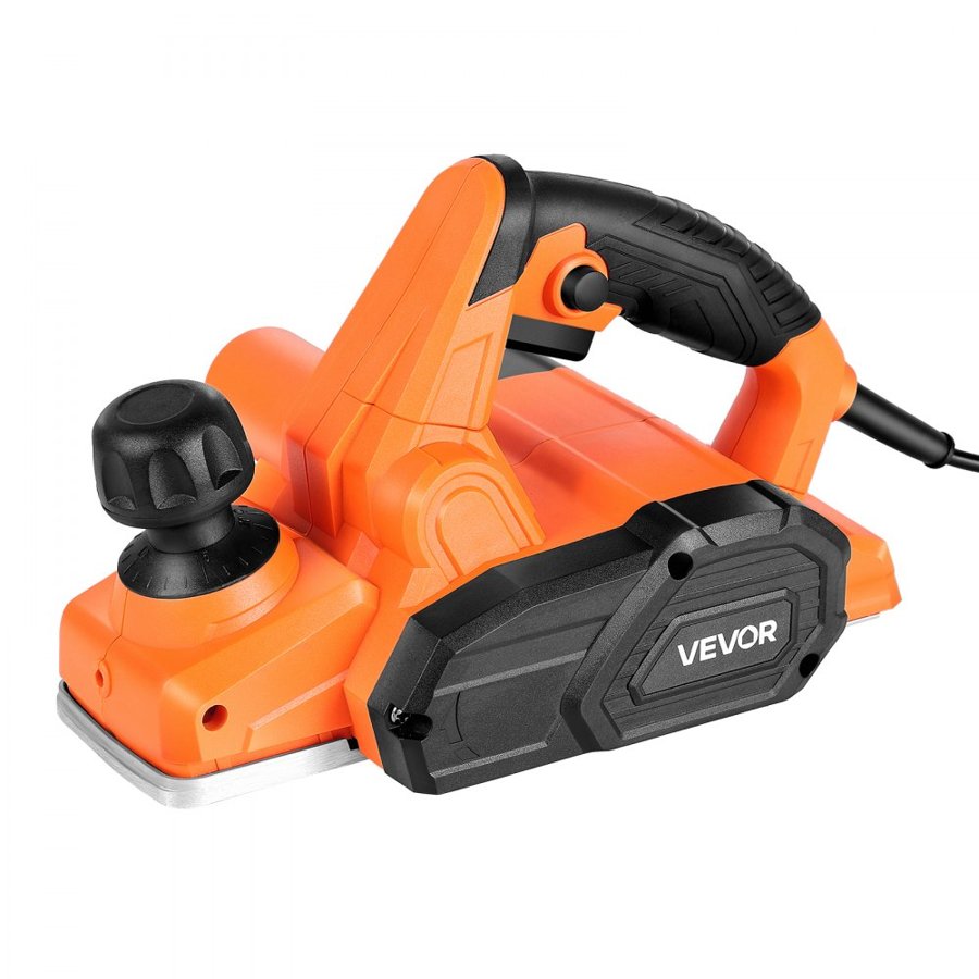 VEVOR Electric Hand Planer, 82 mm Cut Width, 650W 16800 RPM Corded Power Handheld Planer for Wood, with Adjustable Cut Depth, 2 Blades, for Woodworking Wood Chamfer DIY Smooth Finish Carpentry Tool