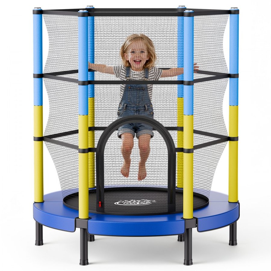 VEVOR 142cm Trampoline for Kids, Toddler Mini Trampoline, 60 kg Capacity Indoor Outdoor Play Toys with Enclosure Net, Easy to Assemble, Christmas Toys Birthday Gifts for Girls Boys